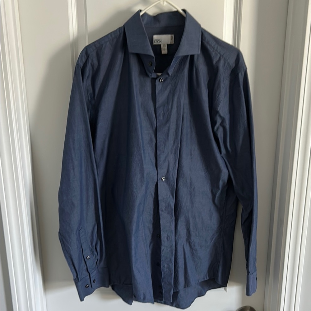Nordstrom Blue Dress Shirt Classic Cotton